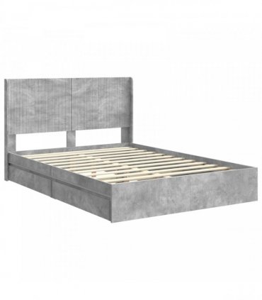 vidaXL Bed Frame with Storage and Headboard Concrete Grey 150 x 200 cm