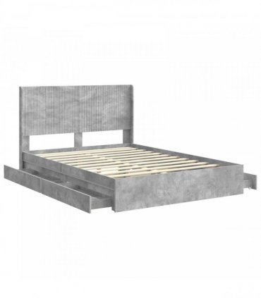 vidaXL Bed Frame with Storage and Headboard Concrete Grey 150 x 200 cm