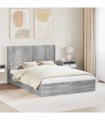 vidaXL Bed Frame with Storage and Headboard Grey Sonoma 140 x 200 cm
