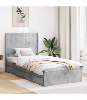 vidaXL Bed Frame with Storage and Headboard Concrete Grey 90 x 190 cm