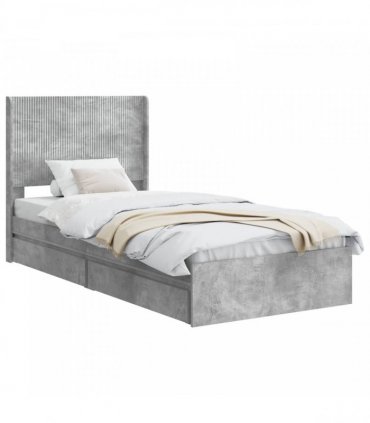 vidaXL Bed Frame with Storage and Headboard Concrete Grey 90 x 190 cm