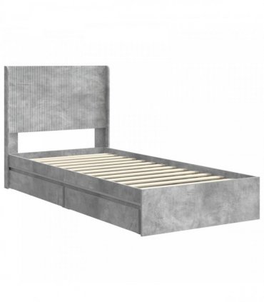 vidaXL Bed Frame with Storage and Headboard Concrete Grey 90 x 190 cm
