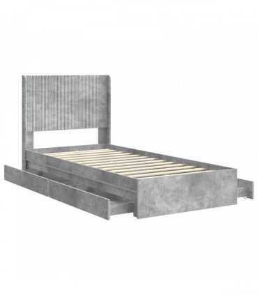 vidaXL Bed Frame with Storage and Headboard Concrete Grey 90 x 190 cm