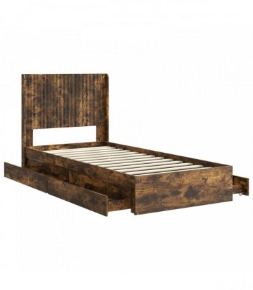 vidaXL Bed Frame with Storage and Headboard Smoked Oak 90 x 190 cm
