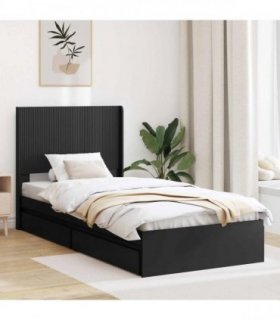 vidaXL Bed Frame with Storage and Headboard Black 75 x 190 cm
