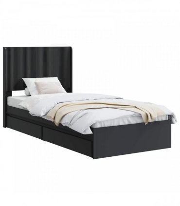 vidaXL Bed Frame with Storage and Headboard Black 75 x 190 cm