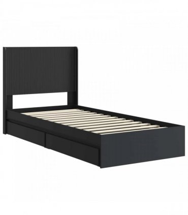 vidaXL Bed Frame with Storage and Headboard Black 75 x 190 cm