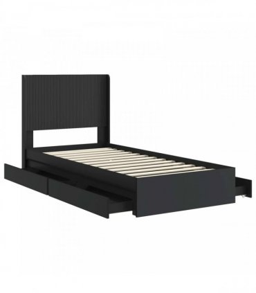 vidaXL Bed Frame with Storage and Headboard Black 75 x 190 cm