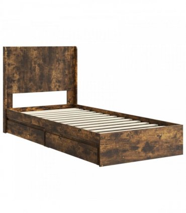 vidaXL Bed Frame with Storage and Headboard Smoked Oak 75 x 190 cm