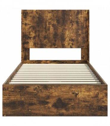 vidaXL Bed Frame with Storage and Headboard Smoked Oak 75 x 190 cm
