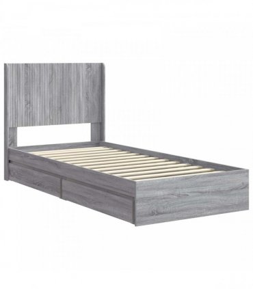 vidaXL Bed Frame with Storage and Headboard Grey Sonoma 75 x 190 cm