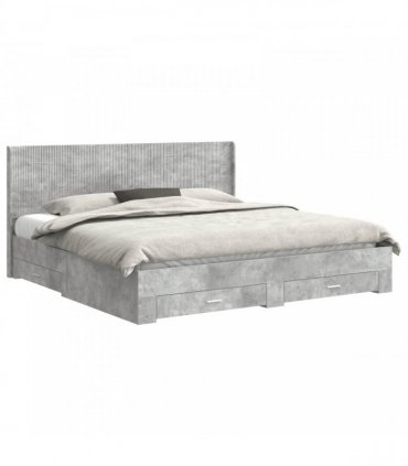 vidaXL Bed Frame with Storage and Headboard Concrete Grey