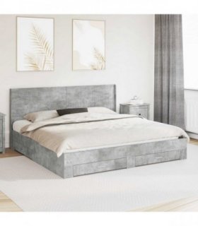 vidaXL Bed Frame with Storage and Headboard Concrete Grey