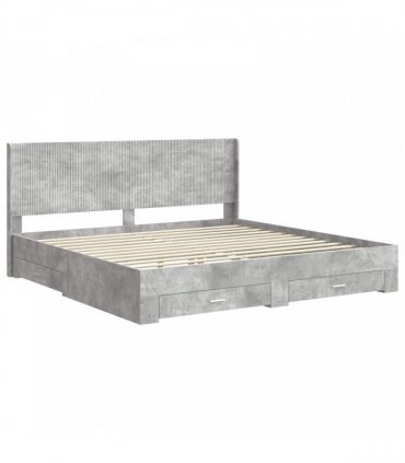 vidaXL Bed Frame with Storage and Headboard Concrete Grey