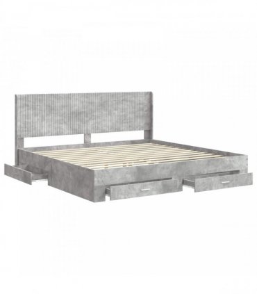 vidaXL Bed Frame with Storage and Headboard Concrete Grey