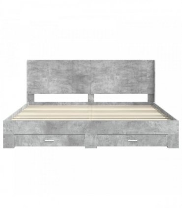 vidaXL Bed Frame with Storage and Headboard Concrete Grey