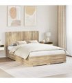 vidaXL Bed Frame with Storage and Headboard Sonoma Oak Engineered Wood