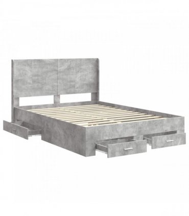 vidaXL Bed Frame with Storage and Headboard Concrete Grey 140 x 200 cm
