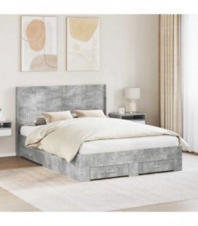 vidaXL Bed Frame with Storage and Headboard Concrete Grey