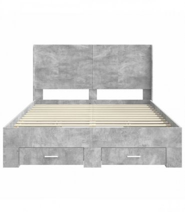 vidaXL Bed Frame with Storage and Headboard Concrete Grey