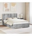 vidaXL Bed Frame with Storage and Headboard Grey Sonoma