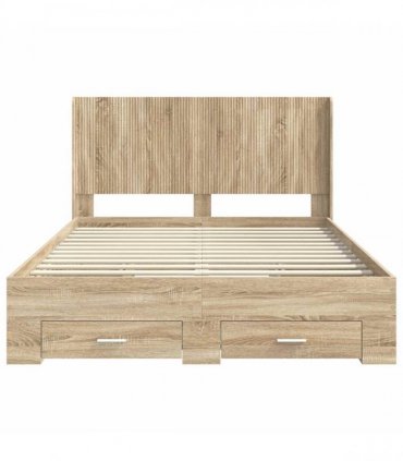 vidaXL Bed Frame with Storage and Headboard Sonoma Oak Engineered Wood