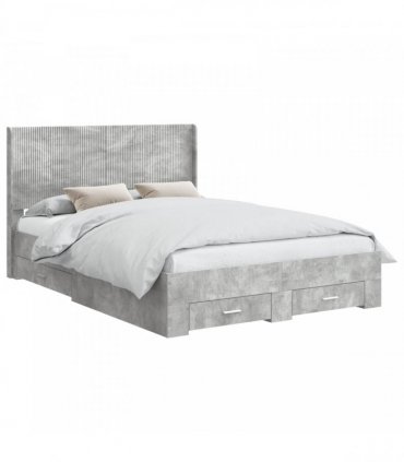 vidaXL Bed Frame with Storage and Headboard Concrete Grey