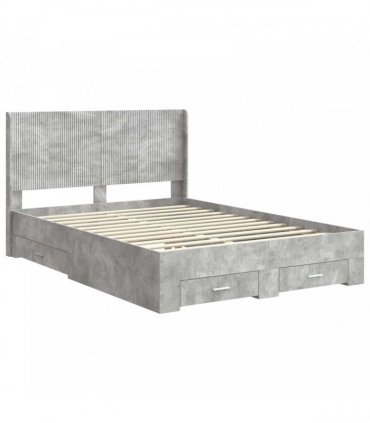 vidaXL Bed Frame with Storage and Headboard Concrete Grey
