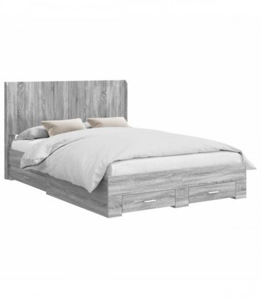 vidaXL Bed Frame with Storage and Headboard Grey Sonoma