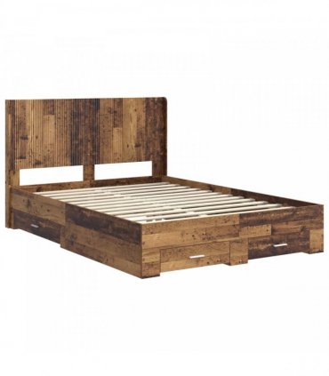 vidaXL Bed Frame with Storage and Headboard Old wood Engineered Wood