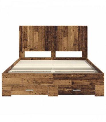 vidaXL Bed Frame with Storage and Headboard Old wood Engineered Wood