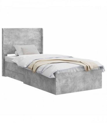 vidaXL Bed Frame with Storage and Headboard Concrete Grey 100 x 200 cm