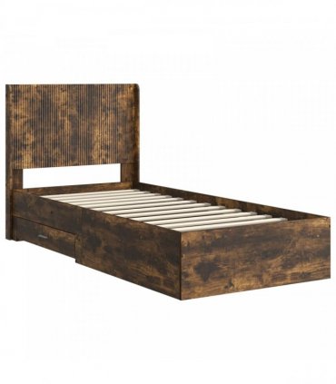 vidaXL Bed Frame with Storage and Headboard Smoked Oak 100 x 200 cm