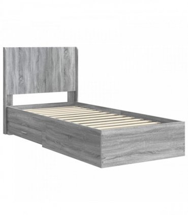 vidaXL Bed Frame with Storage and Headboard Grey Sonoma