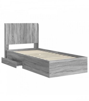 vidaXL Bed Frame with Storage and Headboard Grey Sonoma