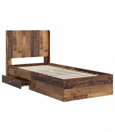 vidaXL Bed Frame with Storage and Headboard Old Wood 90 x 200 cm