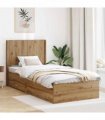 vidaXL Bed Frame with Storage and Headboard Artisan Oak