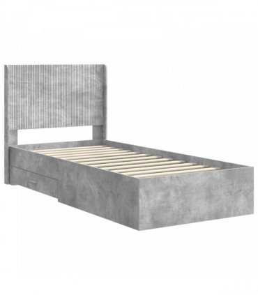 vidaXL Bed Frame with Storage and Headboard Concrete Grey 90 x 190 cm