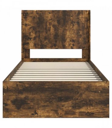 vidaXL Bed Frame with Storage and Headboard Smoked Oak 90 x 190 cm