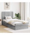 vidaXL Bed Frame with Storage and Headboard Grey Sonoma