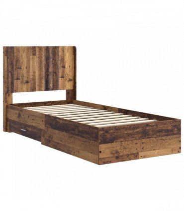 vidaXL Bed Frame with Storage and Headboard Old Wood 90 x 190 cm