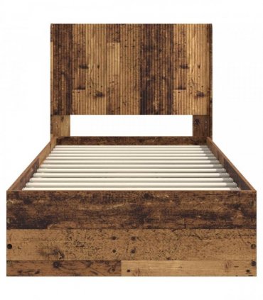 vidaXL Bed Frame with Storage and Headboard Old Wood 90 x 190 cm