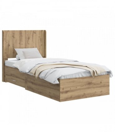 vidaXL Bed Frame with Storage and Headboard Artisan Oak