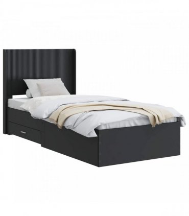 vidaXL Bed Frame with Storage and Headboard Black 75 x 190 cm