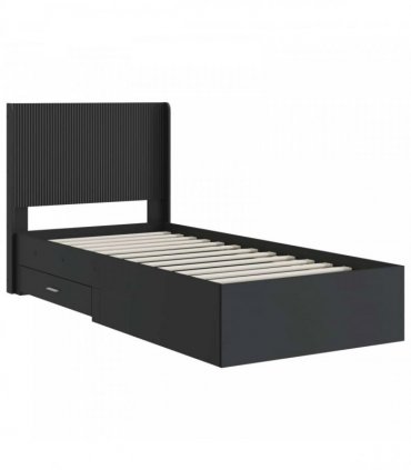 vidaXL Bed Frame with Storage and Headboard Black 75 x 190 cm