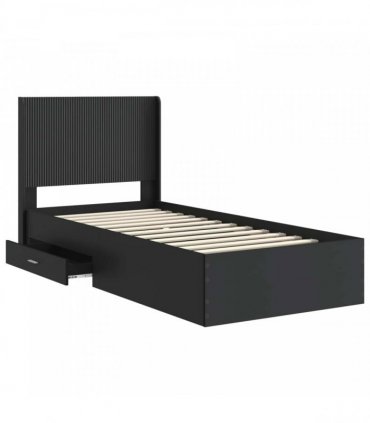 vidaXL Bed Frame with Storage and Headboard Black 75 x 190 cm
