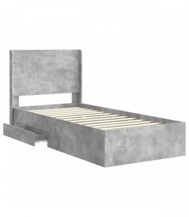 vidaXL Bed Frame with Storage and Headboard Concrete Grey 75 x 190 cm
