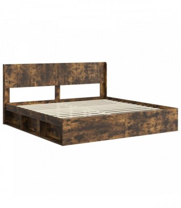 vidaXL Bed Frame with Storage and Headboard 2 pcs Smoked Oak