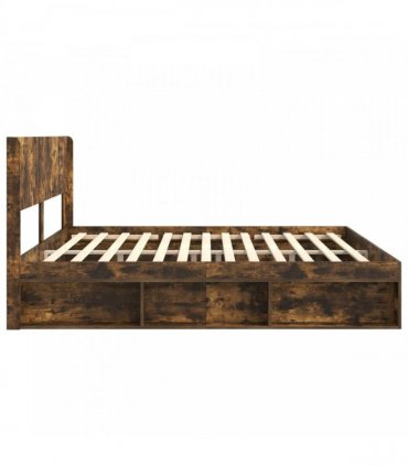 vidaXL Bed Frame with Storage and Headboard 2 pcs Smoked Oak
