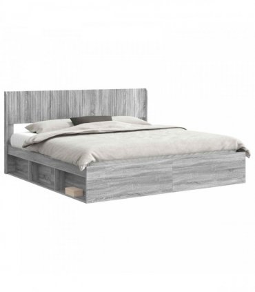 vidaXL Bed Frame with Storage and Headboard 2 pcs Grey Sonoma